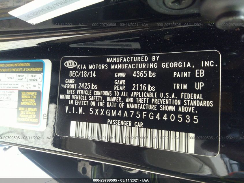 2015 KIA OPTIMA LX 5XXGM4A75FG440535
