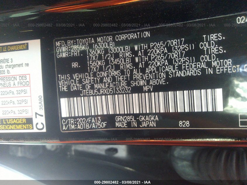 2013 TOYOTA 4RUNNER SR5/TRAIL/LIMITED JTEBU5JRXD5133232