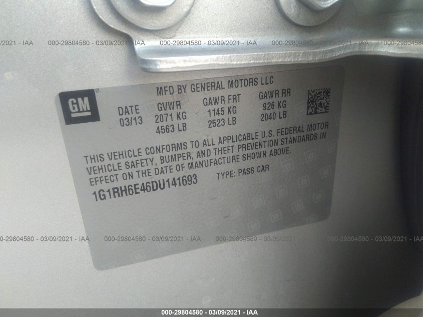 2013 CHEVROLET VOLT 1G1RH6E46DU141693
