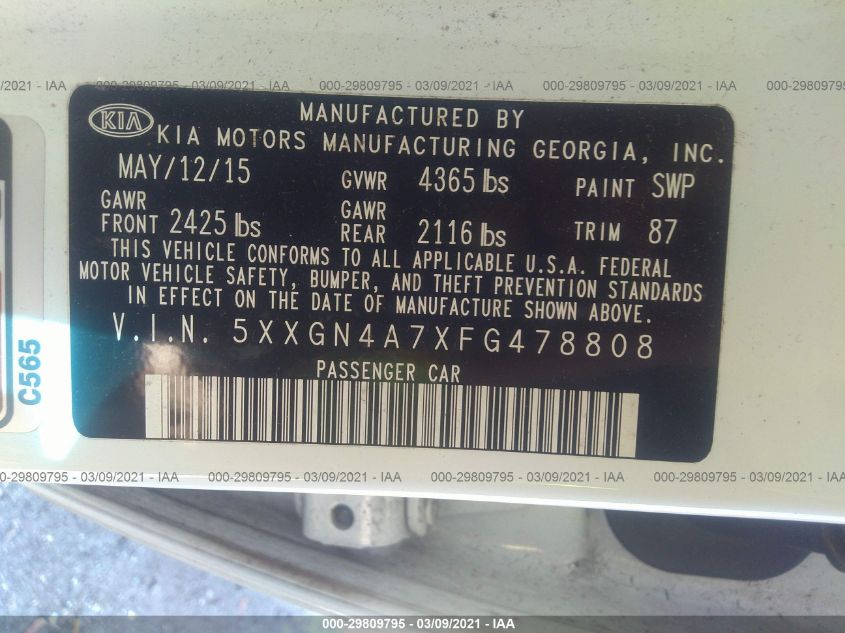 2015 KIA OPTIMA EX 5XXGN4A7XFG478808