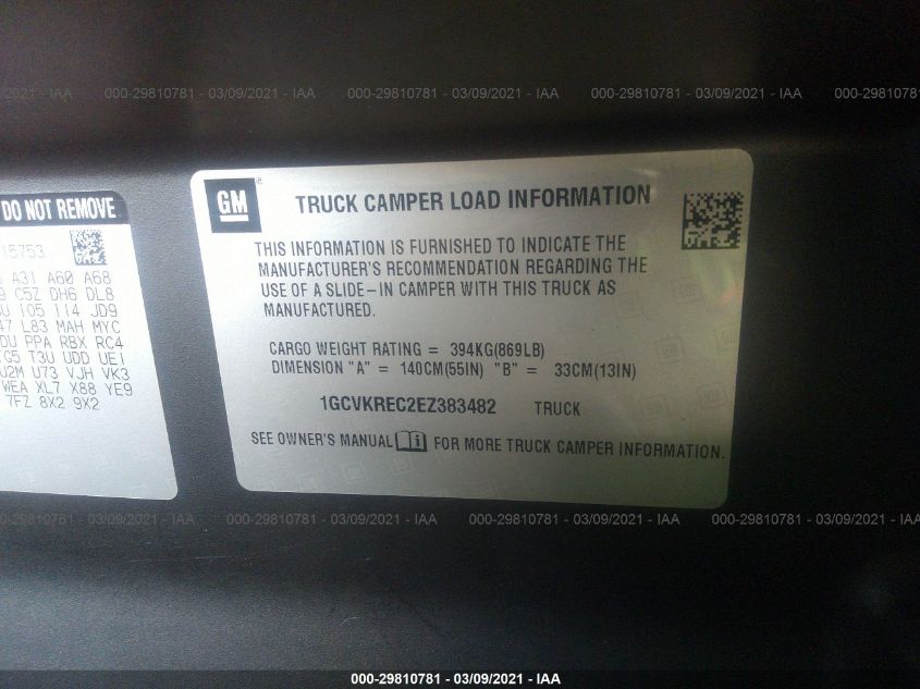 2014 CHEVROLET SILVERADO 1500 LT 1GCVKREC2EZ383482