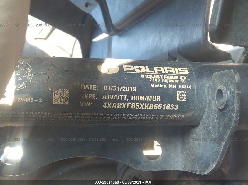 2019 POLARIS SPORTSMAN 850 SP 4XASXE85XKB661633