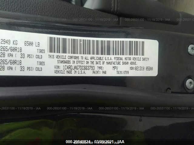 2013 DODGE DURANGO SXT 1C4RDJAG7DC663793