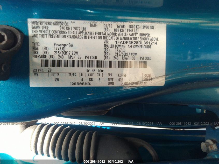 2013 FORD FOCUS SE 1FADP3K28DL351214