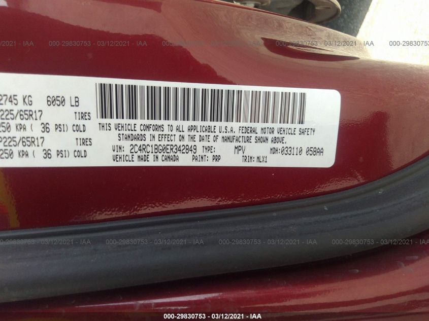 2014 CHRYSLER TOWN & COUNTRY TOURING 2C4RC1BG0ER342849