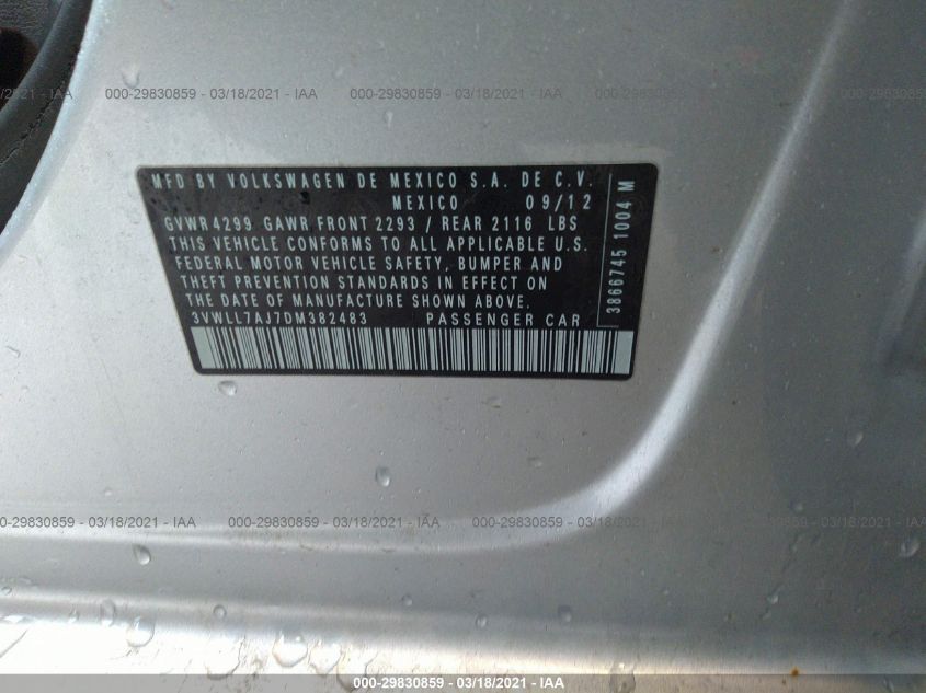 2013 VOLKSWAGEN JETTA SEDAN TDI W/PREMIUM/NAV 3VWLL7AJ7DM382483