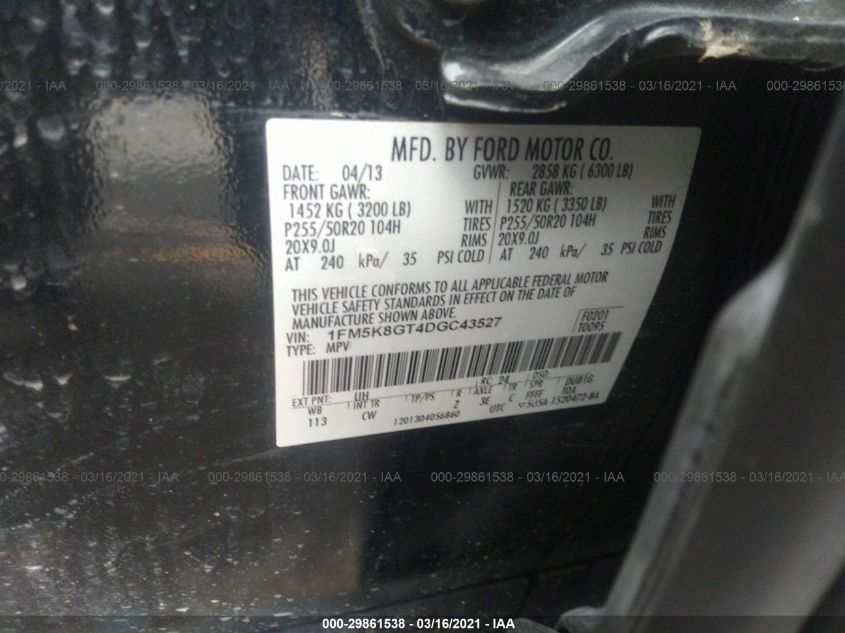 2013 FORD EXPLORER SPORT 1FM5K8GT4DGC43527