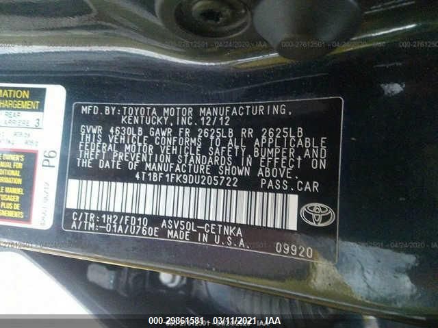2013 TOYOTA CAMRY LE 4T1BF1FK9DU205722