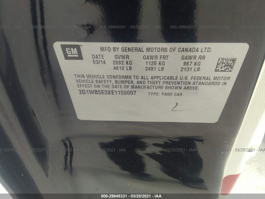 2014 CHEVROLET IMPALA LIMITED LT 2G1WB5E3XE1159097