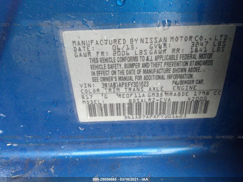 2015 NISSAN SENTRA SR 3N1AB7APXFY301623