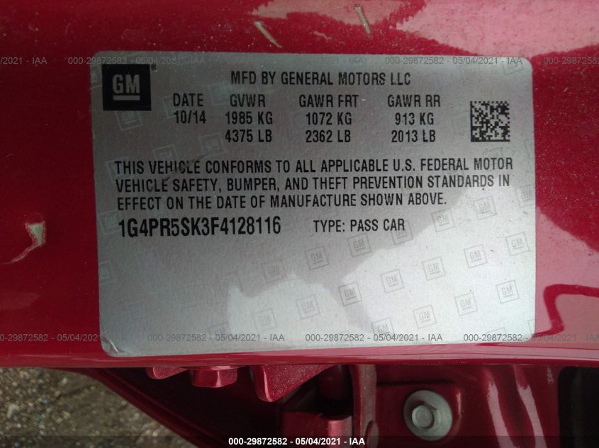 2015 BUICK VERANO CONVENIENCE GROUP 1G4PR5SK3F4128116