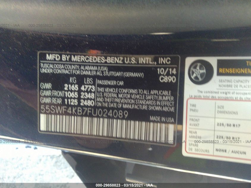 2015 MERCEDES-BENZ C-CLASS C 300 55SWF4KB7FU024089