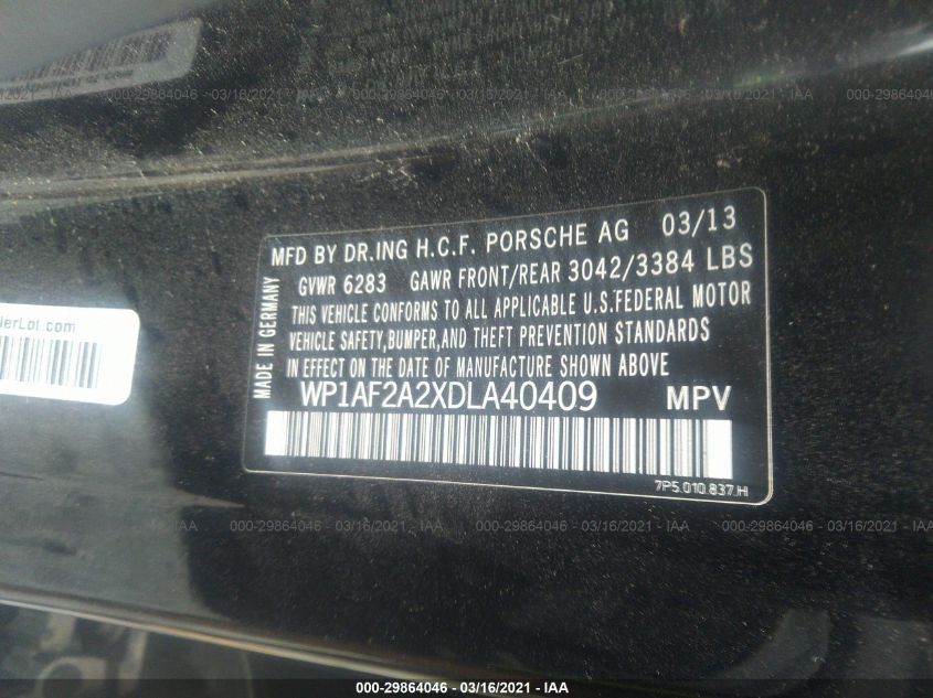 2013 PORSCHE CAYENNE DIESEL WP1AF2A2XDLA40409