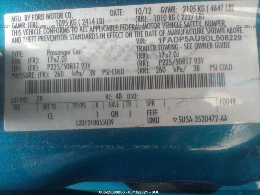 2013 FORD C-MAX HYBRID SE 1FADP5AU9DL508229