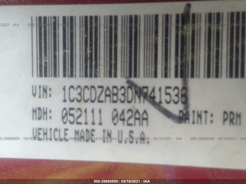 2013 DODGE AVENGER SE 1C3CDZAB3DN741536