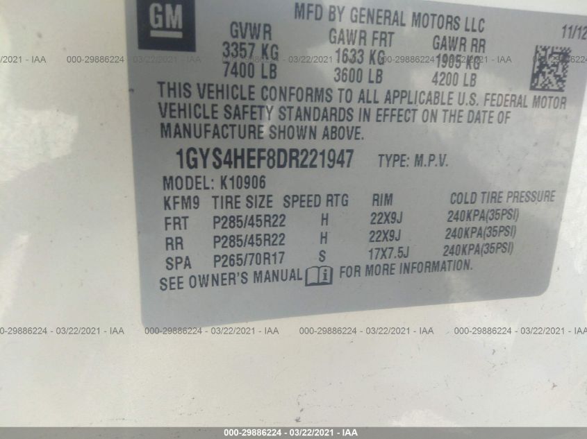 2013 CADILLAC ESCALADE ESV LUXURY 1GYS4HEF8DR221947