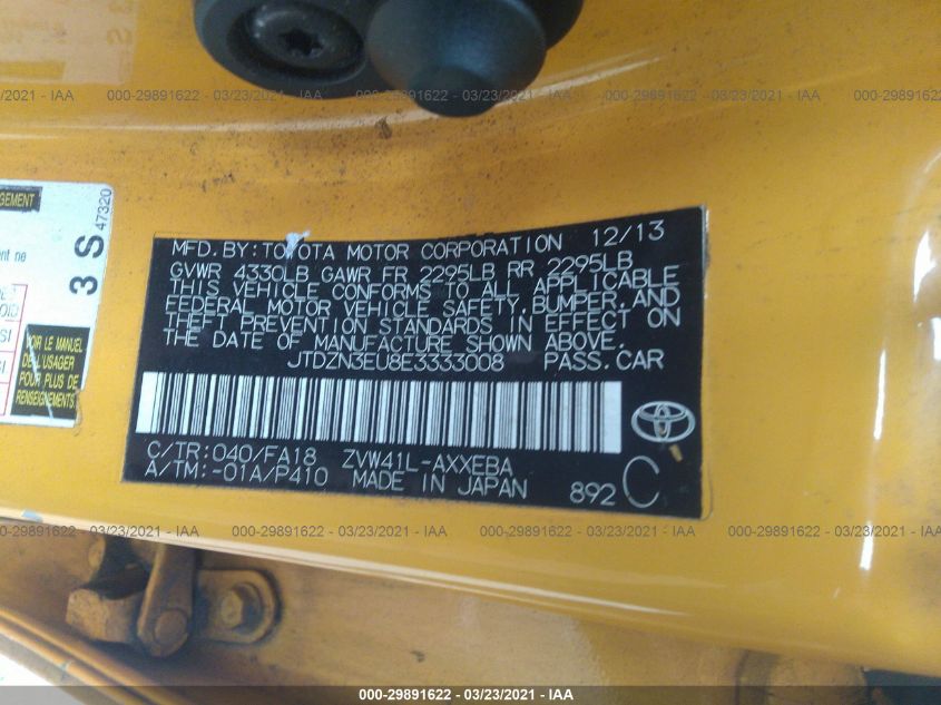 2014 TOYOTA PRIUS V TWO/THREE/FIVE JTDZN3EU8E3333008
