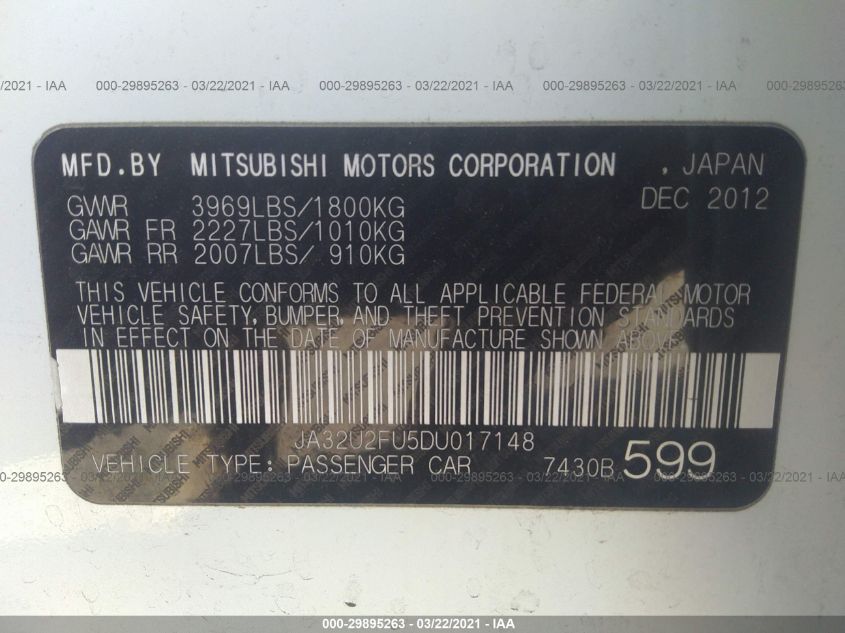 2013 MITSUBISHI LANCER ES JA32U2FU5DU017148