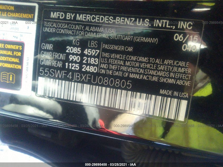2015 MERCEDES-BENZ C-CLASS C 300 55SWF4JBXFU080805