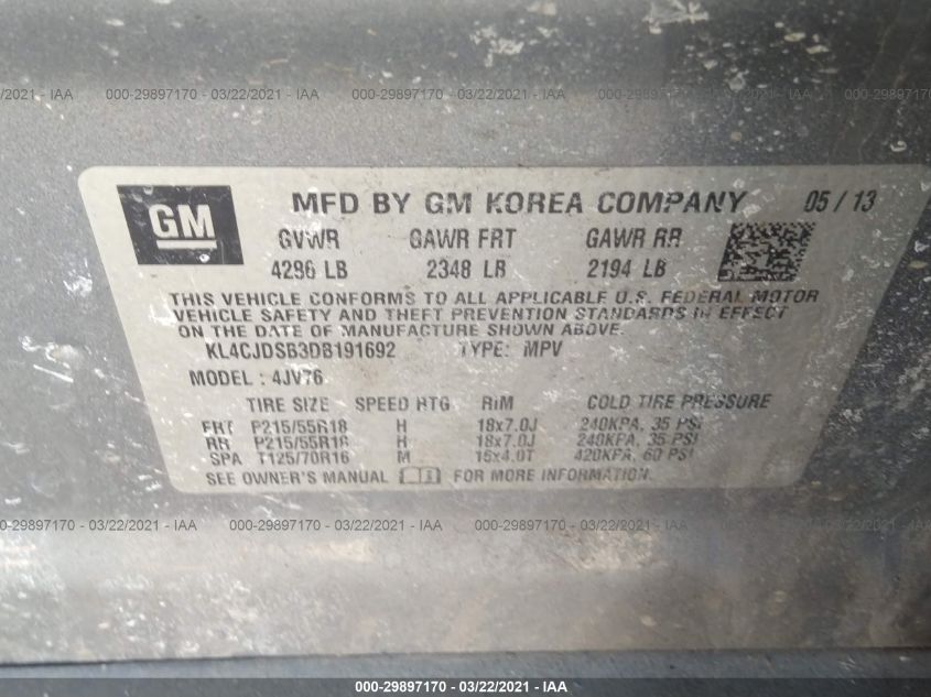 2013 BUICK ENCORE PREMIUM KL4CJDSB3DB191692
