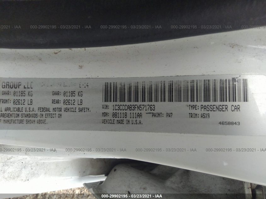 2015 CHRYSLER 200 LIMITED 1C3CCCAB3FN571763