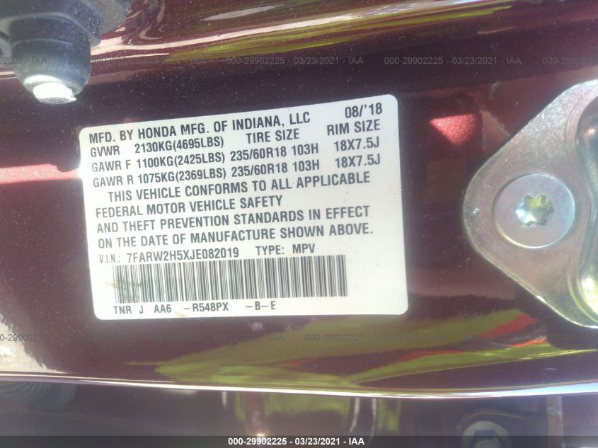 2018 HONDA CR-V EX 7FARW2H5XJE082019