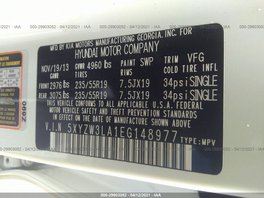 2014 HYUNDAI SANTA FE SPORT 5XYZW3LA1EG148977