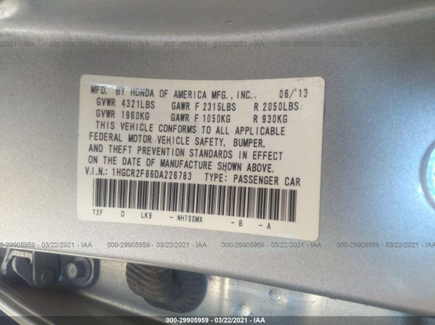 2013 HONDA ACCORD SDN EX-L 1HGCR2F86DA226783
