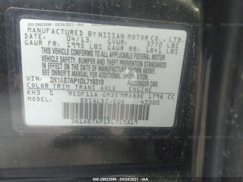 2013 NISSAN SENTRA SV 3N1AB7AP1DL719319