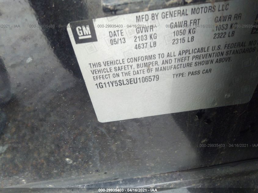 2014 CHEVROLET IMPALA LS 1G11Y5SL3EU106579