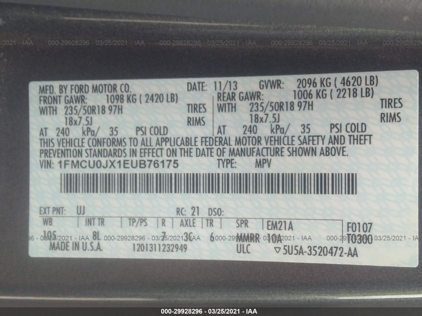 2014 FORD ESCAPE TITANIUM 1FMCU0JX1EUB76175
