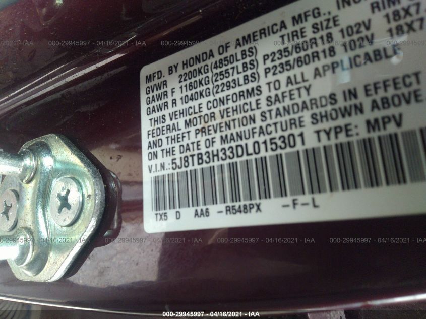 2013 ACURA RDX 5J8TB3H33DL015301