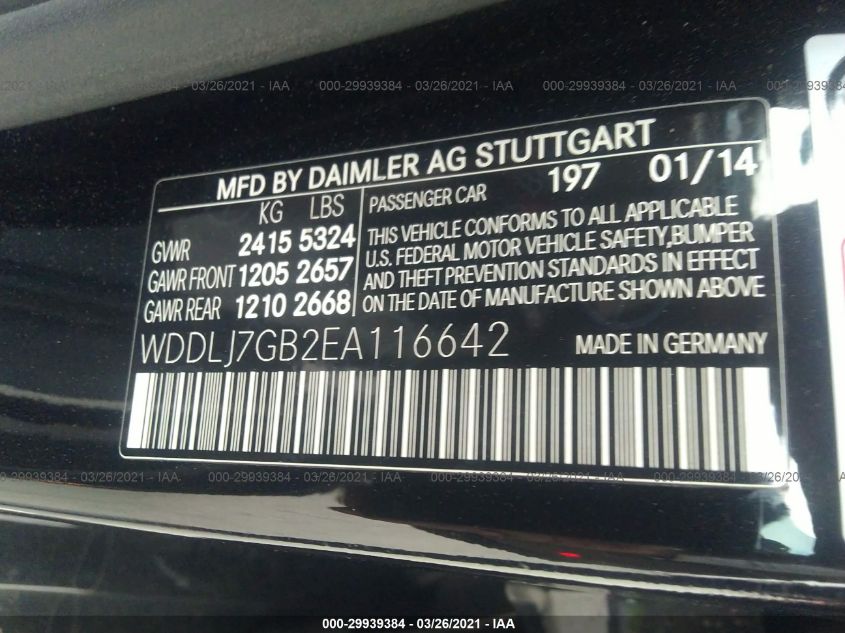 2014 MERCEDES-BENZ CLS-CLASS CLS 63 AMG S-MODEL WDDLJ7GB2EA116642