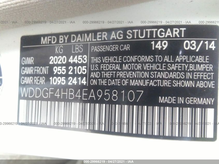 2014 MERCEDES-BENZ C-CLASS C 250 LUXURY WDDGF4HB4EA958107