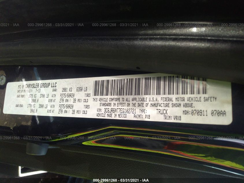 2014 RAM 1500 EXPRESS 3C6JR6AT7EG102721