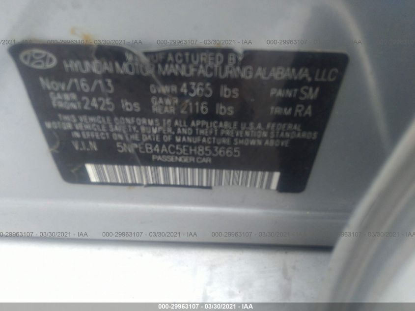 2014 HYUNDAI SONATA GLS 5NPEB4AC5EH853665