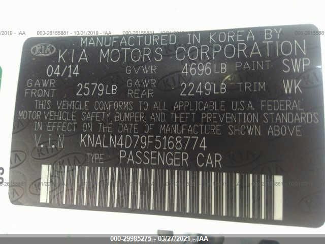 2015 KIA CADENZA PREMIUM KNALN4D79F5168774