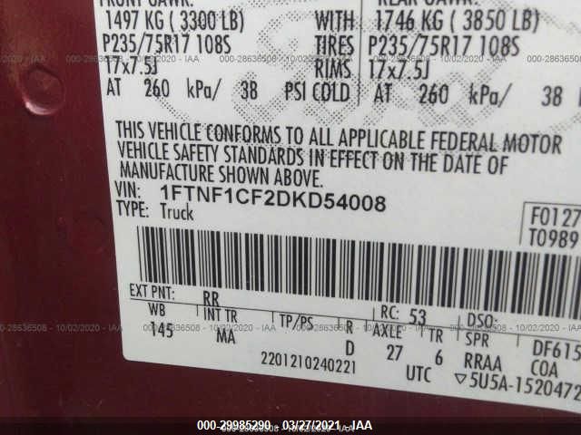 2013 FORD F-150 XL/XLT 1FTNF1CF2DKD54008