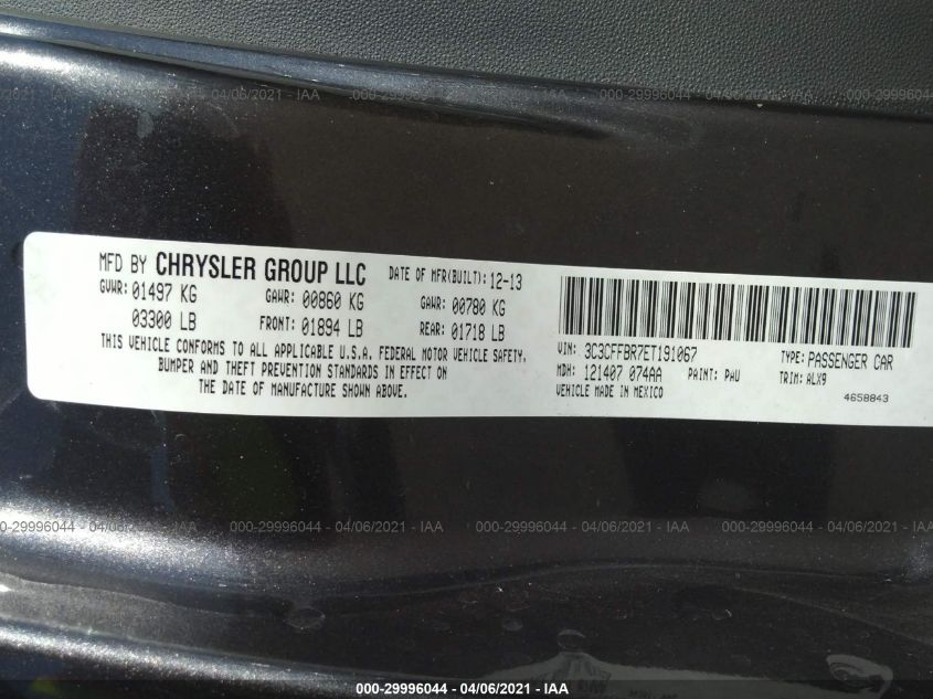 2014 FIAT 500 SPORT 3C3CFFBR7ET191067