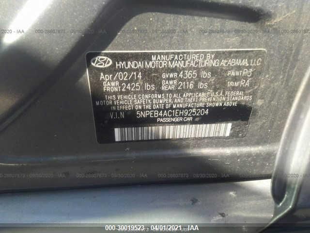2014 HYUNDAI SONATA GLS 5NPEB4AC1EH925204