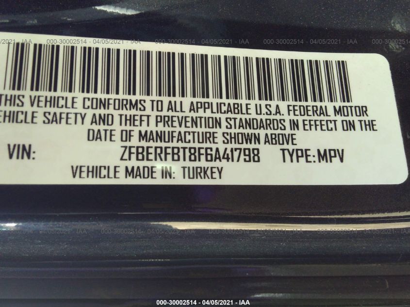2015 RAM PROMASTER CITY TRADESMAN SLT ZFBERFBT8F6A41798