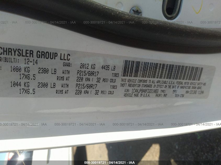 2015 JEEP PATRIOT ALTITUDE EDITION 1C4NJPBA0FD221083