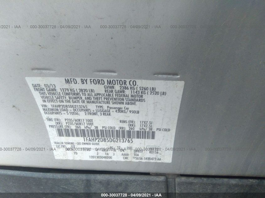 2013 FORD TAURUS SE - 1FAHP2D85DG213765
