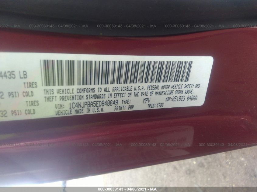 2014 JEEP PATRIOT ALTITUDE 1C4NJPBA5ED848649
