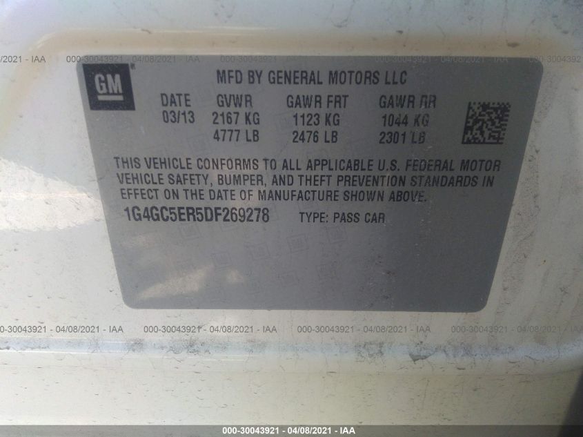 2013 BUICK LACROSSE LEATHER 1G4GC5ER5DF269278