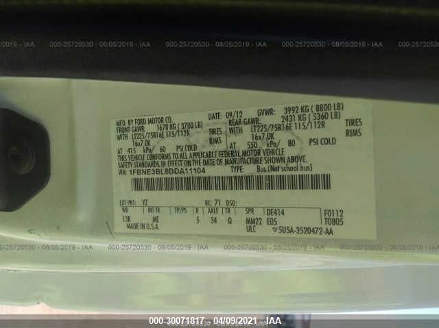 2013 FORD ECONOLINE WAGON XL/XLT 1FBNE3BL6DDA11104