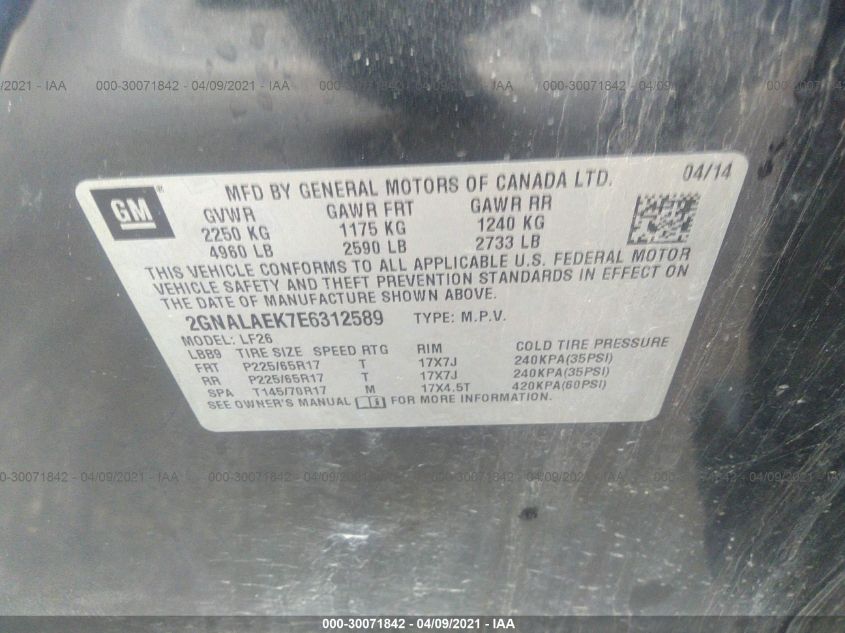 2014 CHEVROLET EQUINOX LS 2GNALAEK7E6312589