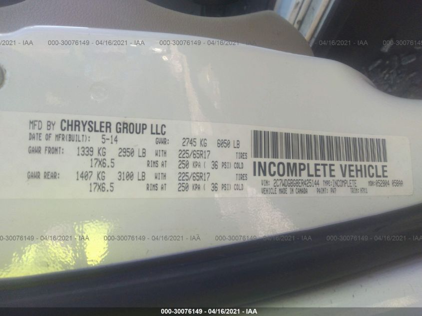 2014 DODGE GRAND CARAVAN SE 2C7WDGBG8ER425144