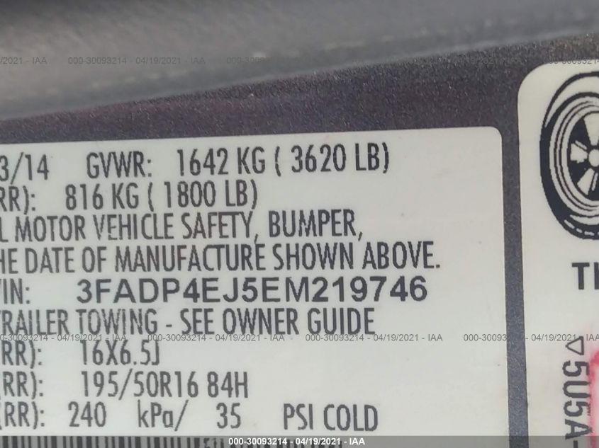 2014 FORD FIESTA SE 3FADP4EJ5EM219746