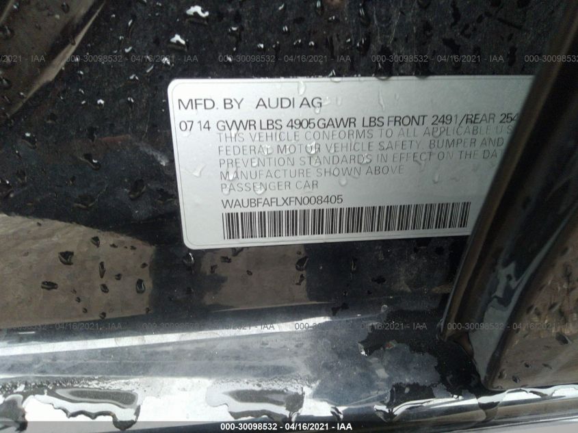 2015 AUDI A4 PREMIUM WAUBFAFLXFN008405